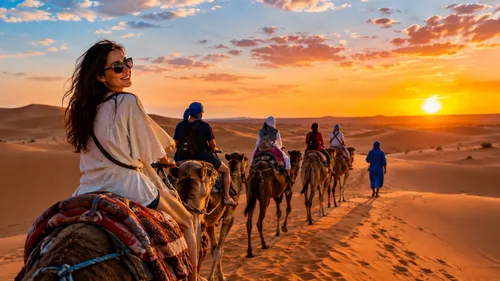 Sunset Camel Caravan